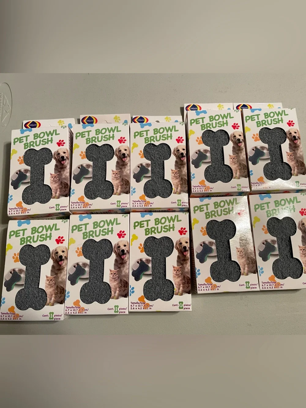 Pet Bowl Brush - Black Scrubbing Bone for Dogs & Cats Bundle x10 New